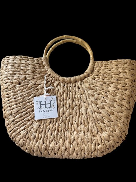 Haute Hippie Handbags - Haute Hippie Straw Bag Bamboo Handles Handbag Purse Tote New with Tag